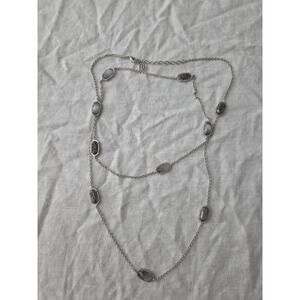 Kendra Scott Kellie Long Station Necklace Druzy Silver 40" Gray